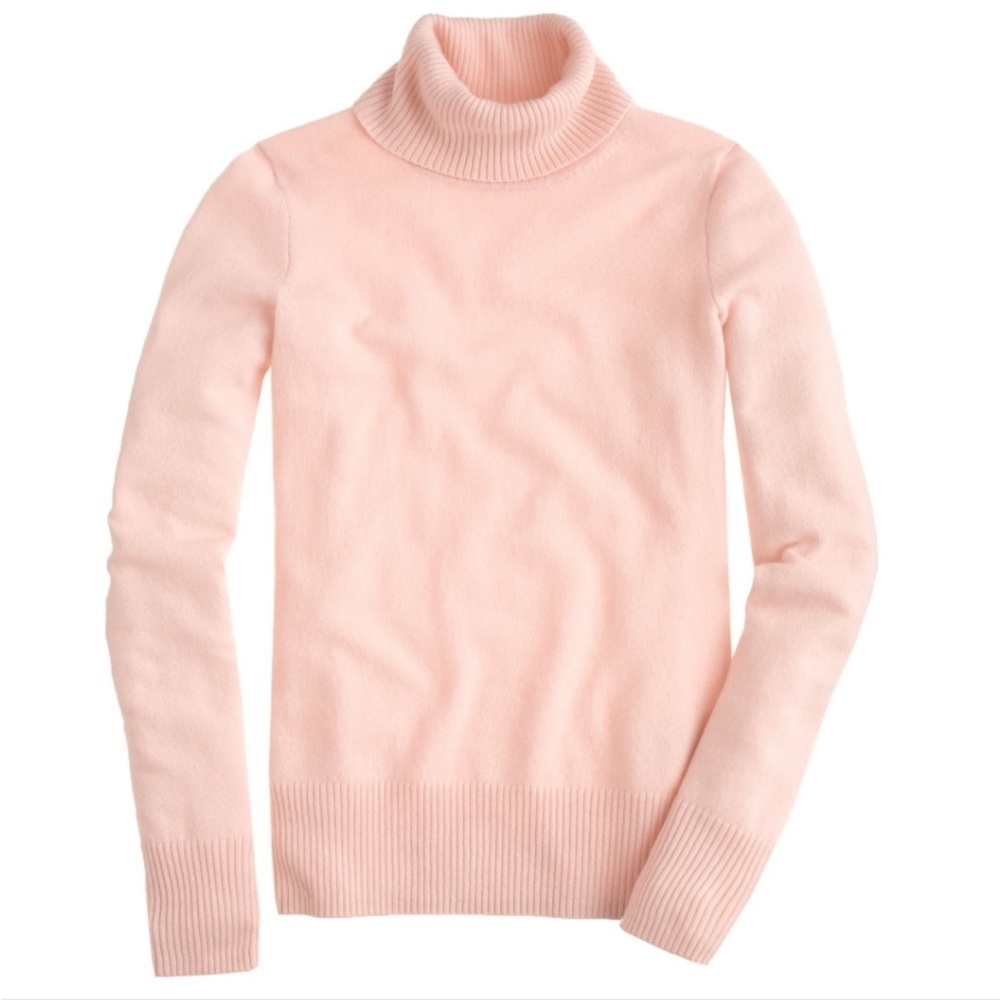 J Crew Collection Pastel Pink 100% Italian Cashmere Turtleneck Sweater Med 99166